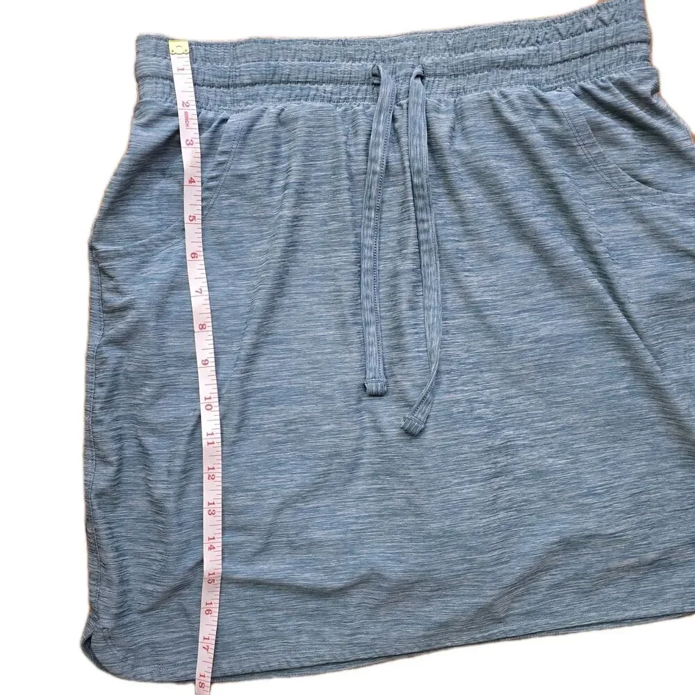 Duluth Trading Co. Women's S Teal Blue Space Dye Skort Elastic Waist Drawstring